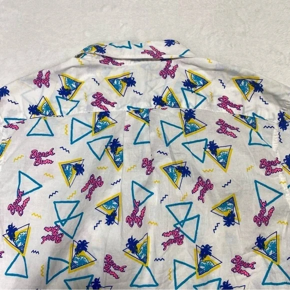 City Streets Beach Bum Button Down Shirt Size Large 80s Retro - Picture 6 of 10
